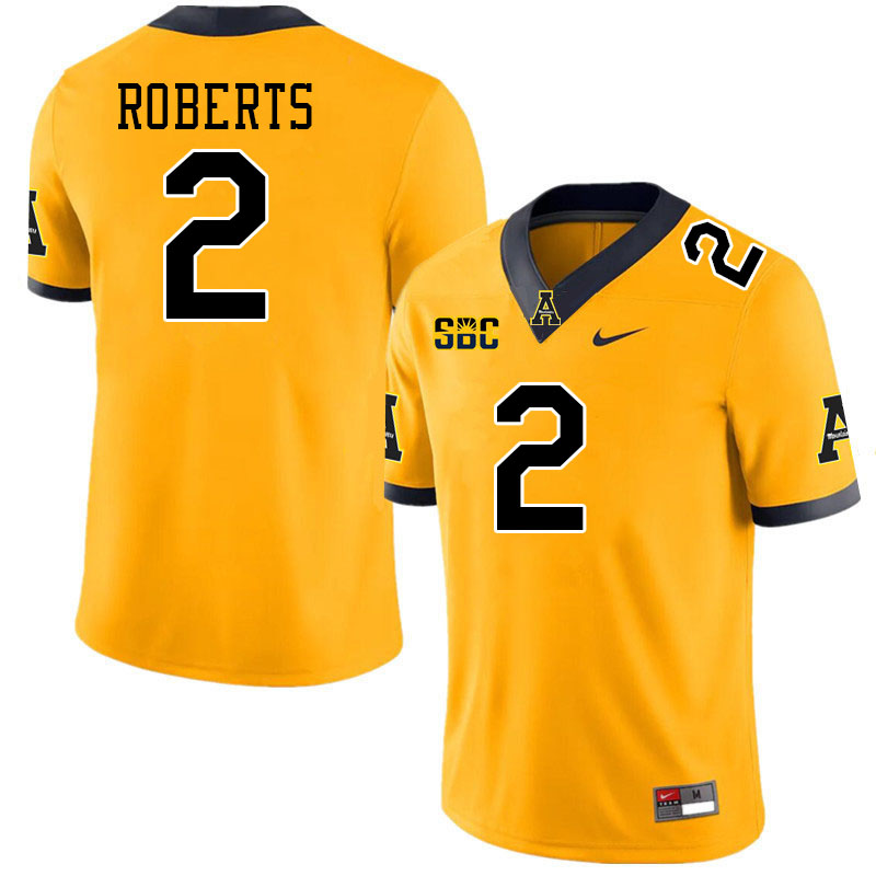 Appalachian State Mountaineers #2 Kanye Roberts College Football Jerseys Stitched-Gold